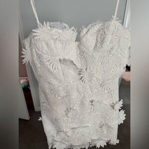 Floral Lace Strapless Dress